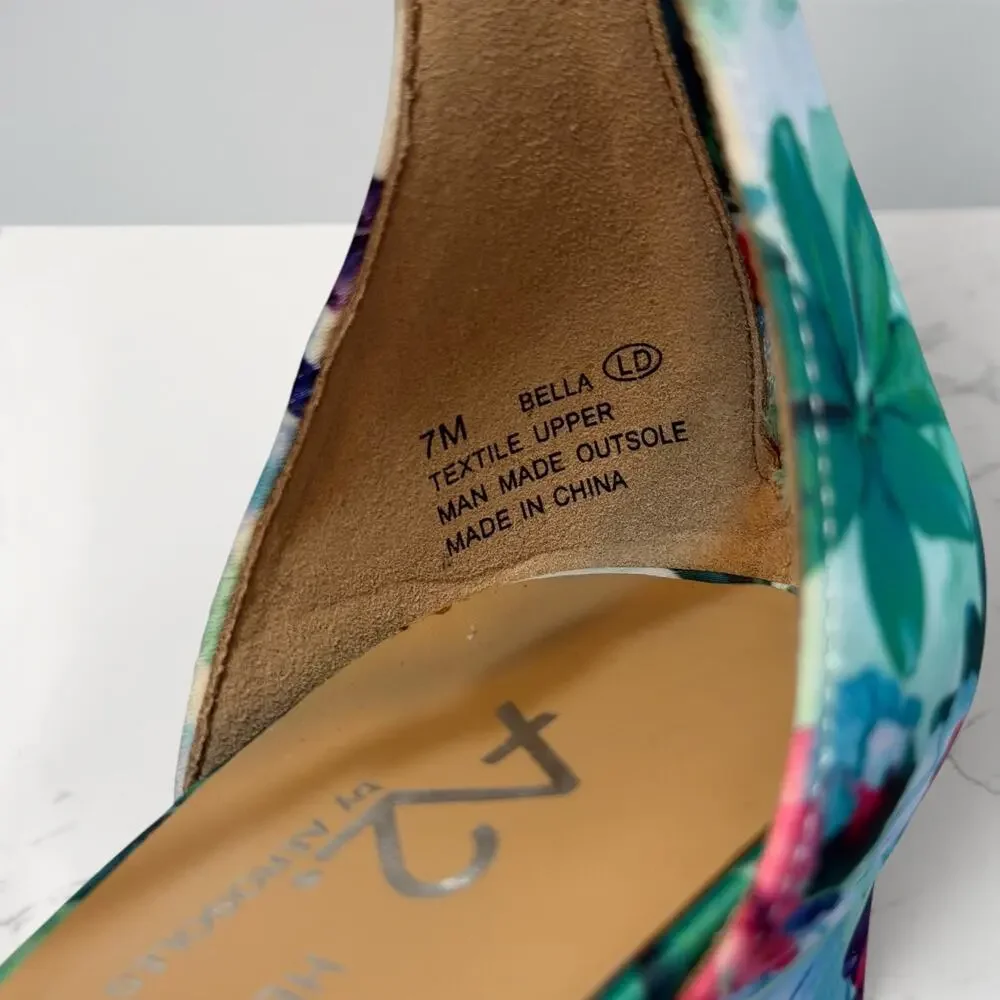 A2 by Aerosoles Bella Sandals 7M Watercolor Floral Block Heel Ankle Strap NIB